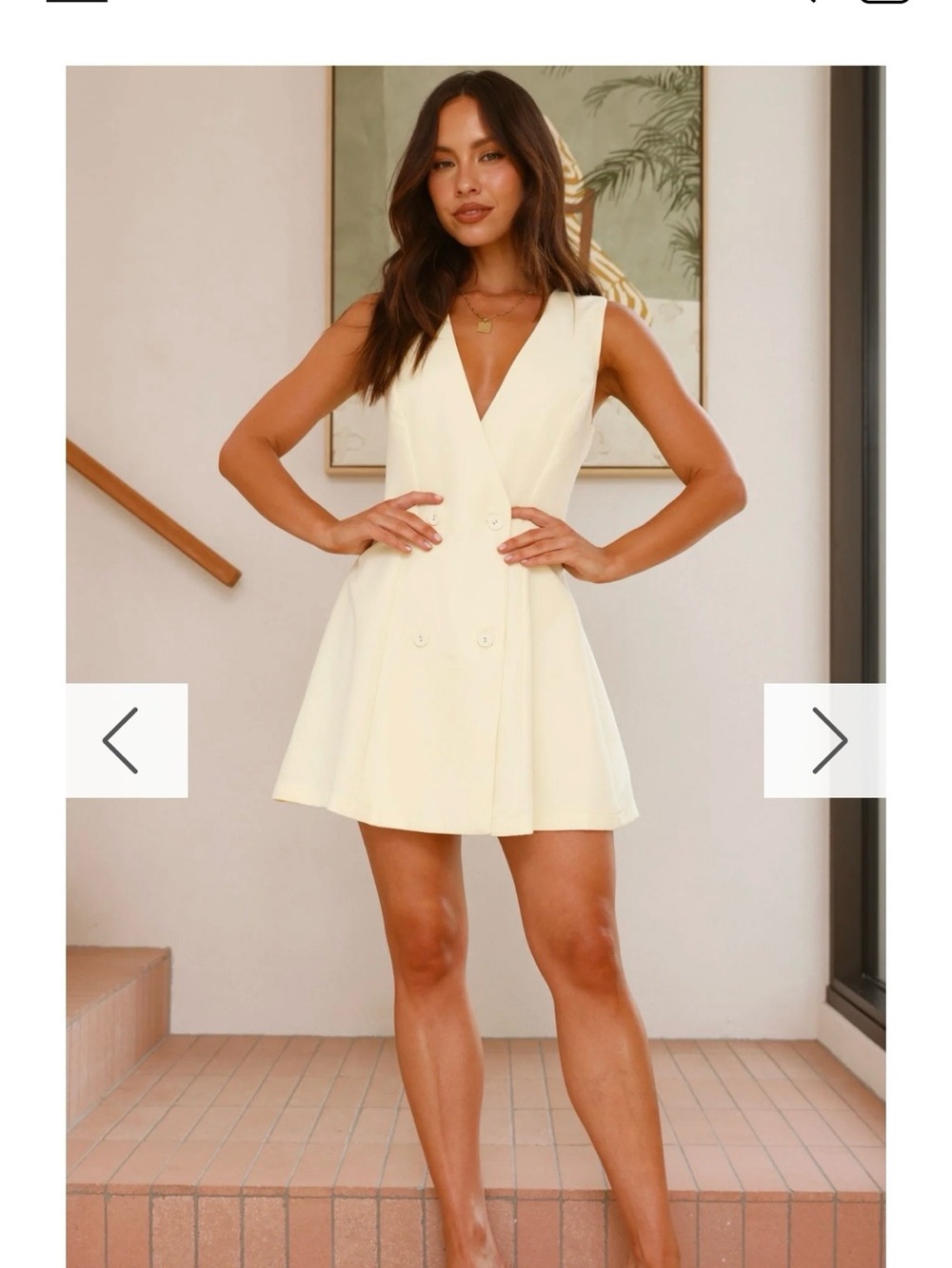 DBL-breasted V-Neck Butter Yellow Mini Dress - BILLY J